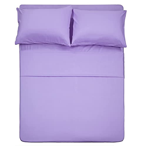 Twin XL Sheets Set 4 Piece Extra Soft Cooling Bed Sheets - Hotel Luxury 1800 Bedding Sheets & Pillowcases - 1 Flat Sheet,1 Fitted Sheet and 2 Pillow Cases - Deep Pocket up to 16' (Lavender)