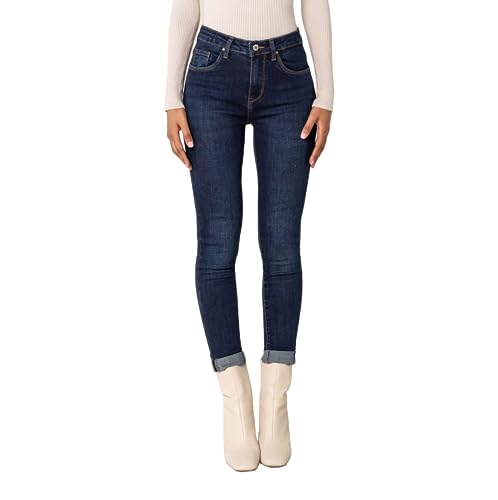 Nina Carter Damskie spodnie dżinsowe skinny fit z wysokim stanem UsedLook, Ciemnoniebieski (P078-9), M Szczupły