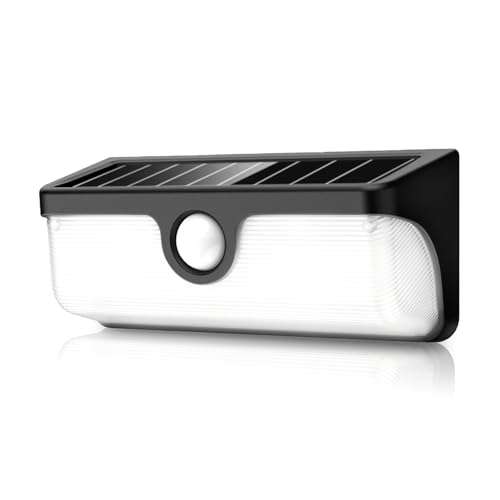 Moman Applique Solare Collegata, Luce LED con Sensore di Movimento Attivato Sincronizzato, Lampada Solare da Esterno Impermeabile IP65 per Balcone, Giardini e Garage