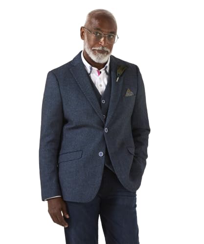 Image of Joe Browns Men's Charming Herringbone Blazer, Blue, UK 50