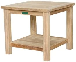 Anderson Teak Square 2-Tier Side Table, 22-Inch,Natural Teak Light Golden,TB-222S