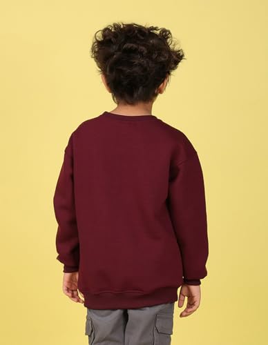 Image of Nusyl Boy's Black Solid Crew /Round Neck Sweatshirt |Skin Friendly Full Sleeve Sweatshirt|Drop Shoulder Oversized Sweatshirt | Round Neck Sweatshirt Oversized Fit Long Sleeves |