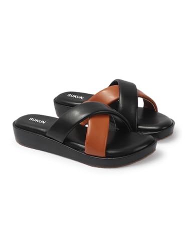 Image of Sukun 6802 Women's Wedge Heel Sandals Comfortable Cushioned Footbed Adjustable Anti-Slip Outsole Stylish & Elegant Design For Girls /Ladies