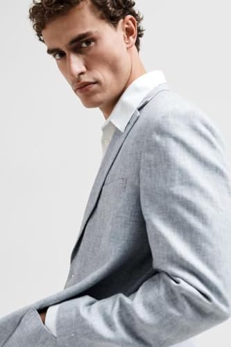 HUUTOE Mens Linen Suit Slim Fit 2 Piece Beach Wedding Summer Wear Prom Party 2 Button Linen Blazer Jacket and Pants Suits Set2