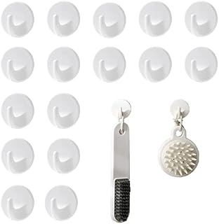 12 Pack Plastic Hooks Self Adhesive Sticky Hooks Removable Wall Hooks Stick on Hooks for Hanging Coat Cloth Towel Key Multi-Purpose Hanging Hooks for Bathroom Kitchen Office Closet Glass