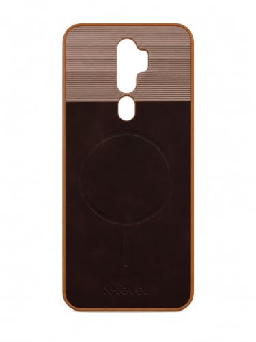 Image of Bintage 2in1 Hard Slim Back Case | Soft Border Camera Protect | Dual PU Leather Finish Back Cover Compatible for Oppo A5 2020 - White & Cherry Brown