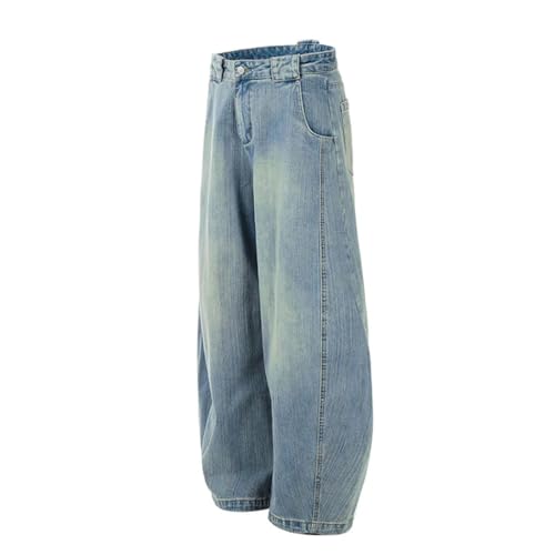 Men’s American Style Lightning Pattern Denim Jeans, Gradient Color, Wide Leg, Summer Loose Fit3