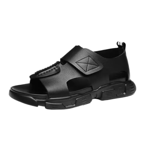 Sandalias de cuero genuino para hombre con efecto elevador y suela urbana