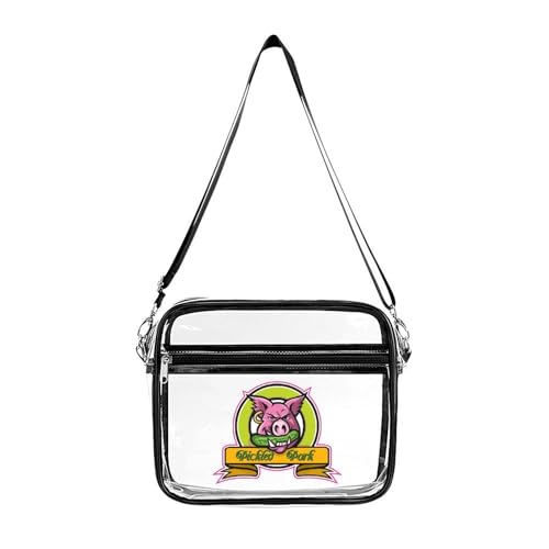 Wild Hog Biting Pickle Large Crossbody Bag Clear Stadium Bag Anti-Theft Side Shoulder Bags Messenger Bag with 2 Compartments
