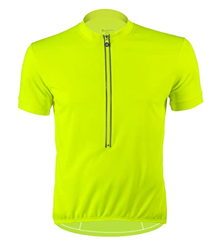 Aero Tech Designs | Solid Color Short Sleeve Cycling Jersey | Tall Fit | Large | Safety Yellow