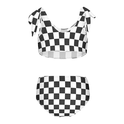 MNSRUU Girls Swimsuits Checked Black Tankini Bathing Suits Bikini Set Swimwear2
