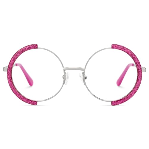 Image of Zeelool Vintage Metal Round Blue Light Blocking Glasses for Women ZJGM351423-04 Pink