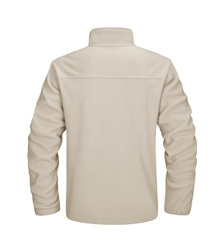 Tacvasen TCTJ-729-730-BEIGE-L Fleece Jacket For Men Casual Lightweight Full Zip Warm Windbreaker Coat thumb #1