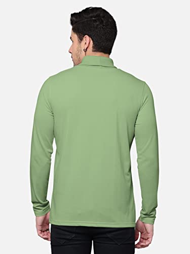 Image of BULLMER Solid Cotton Blended Full Sleeve Turtle Neck Tshirt for Men