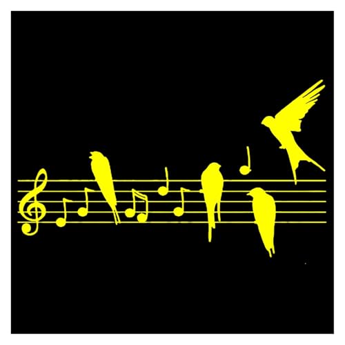 Pegatinas for coche, divertidas aves y música, calcomanías decorativas de PVC a la moda for, accesorios creativos, impermeables(Yellow,17cm*10cm)