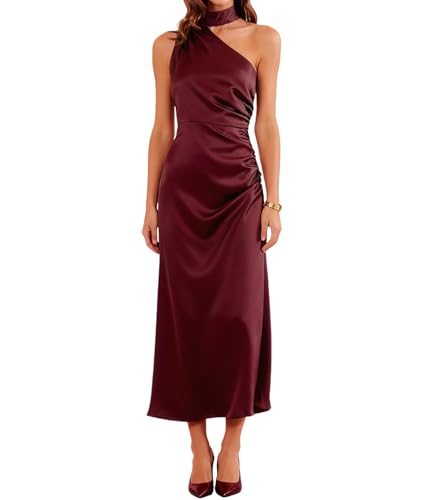 RIHOAS Women's Elegant Wine Red Maxi Formal Dress, Long Semi-Formal