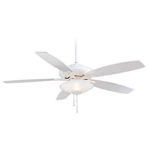 Minka-Aire F522-WH Mojo 52 Inch Ceiling Fan with 3-Speed Pull Chain, Low Profile Light Kit in White Finish