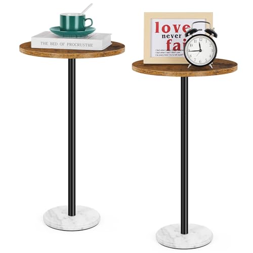 Round Side Table Set of 2 Small End Table Accent Table for Small Spaces Round Coffee Table Wood...