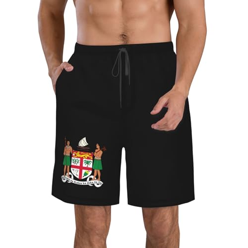 Coat of arms of Fiji Mens Swim Trunks Quick Dry Swim Board Shorts Casual Beach Shorts
