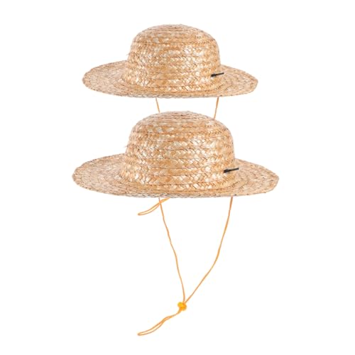 Zerodeko 2pcs Natural Color Wide Brim Sun Hats for Summer Beach Activities Sun Visor Caps for Boys and DIY Crafting Accessory UPF Protection