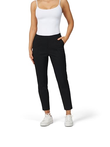 Cable & Gauge Women's Knit Pants - Elastic Waist, Ankle-Length Slim Fit, Pull-On Casual Wear, Geo Dobby Print