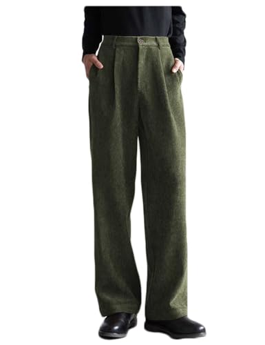 ONAXTDA Men's Corduroy Dress Pants Straight Leg Spring Fall Casual Long Trousers for Business Party
