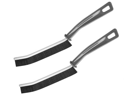 Image of Pack of 2 Hard Bristle Crevice Cleaning Brush, Angle Tip Gap Scrubber for Tiles, Grout, Sink, Window Tracks & Kitchen Corners