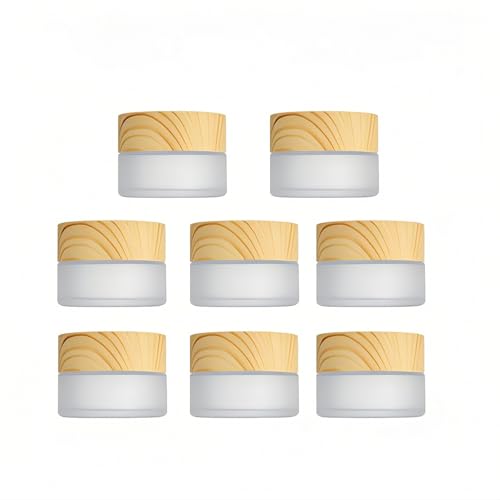 8Packs Frosted Glass Jar with Lids Empty Frosted Cream Jars Bottle Vials Refillable Cosmetic Containers Jar Pot Sample Jars Containers for Lotion Lip Balm Eye Cream(8pcs,5g)