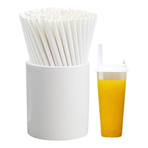 100 Disposable Paper Drinking Straws for All Beverages Cover