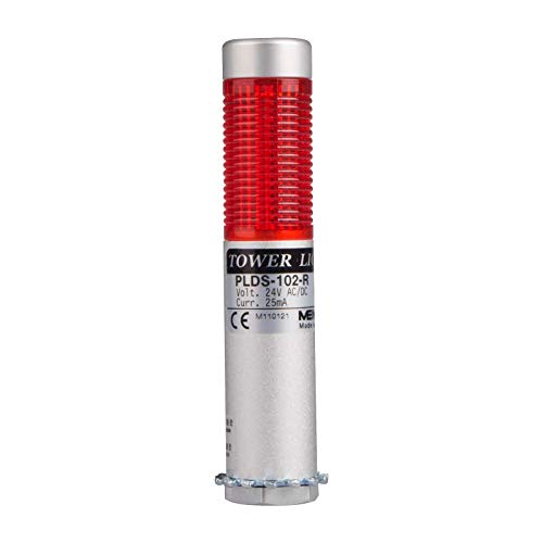 PLDS-101-R, LED Stack Tower Light, 25mm red Color 1 Stack, Steady, Direct mounting 65mm Long aulminum Body, 25