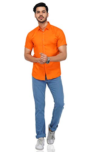 Image of U-TURN Men's Cotton Solid Half Sleeve Shirt