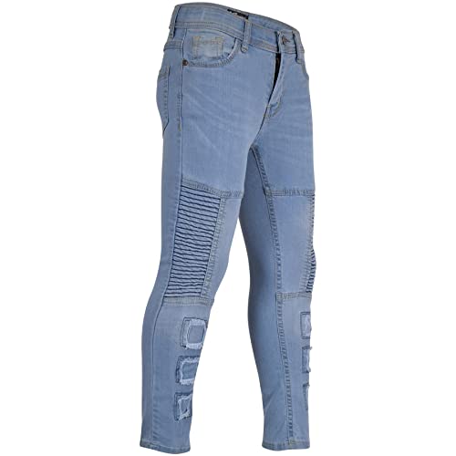 Boys Skinny Jeans Ripped High Waisted Light Blue for Teens Casual Cotton Patched Age 5-14 Years3