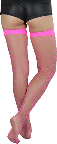 Image of ToBeInStyle Women's Diamond Large and Fine Fence Net Fishnet Nylon Thigh High