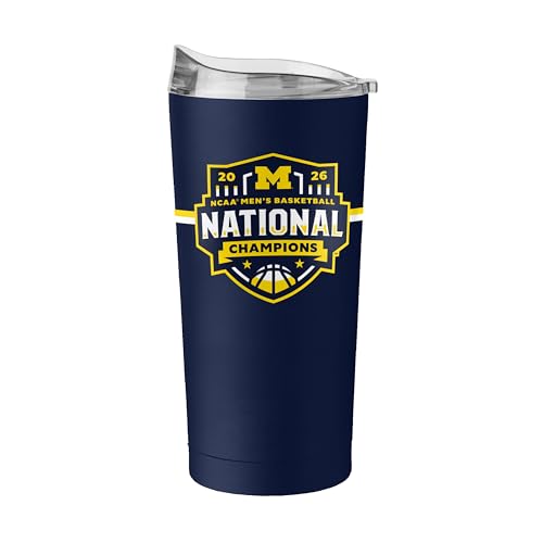 Logo Brands NCAA Michigan Wolverines March Madness National Champions 20 oz Stainless Steel Tumbler - Team Color | 20 Fluid Ounces | Stainless Steel