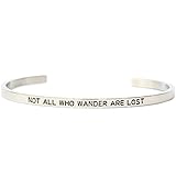NewCharms Not All Who Wander Are Lost Bangle Bracelet Inspiraional Cuff Band