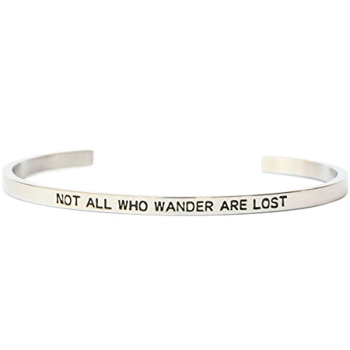 Not All Who Wander Are Lost Bangle Bracelet Inspiraional Cuff Band