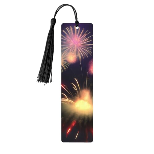 Explosion Fireworks 3Dプリント 読書ページマーカー しおり タッセル付き木製ブックマーク 5個 本好きへのギフトに