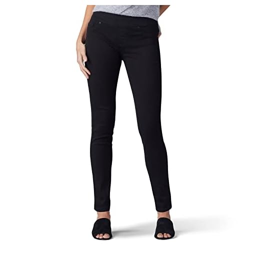 Lee Women's Sculpting Slim Fit Skinny Leg Pull On Jean, Black, 14 Medium