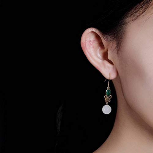 Boucles d'oreilles papillon en néphrite naturelle de style chinois rétro