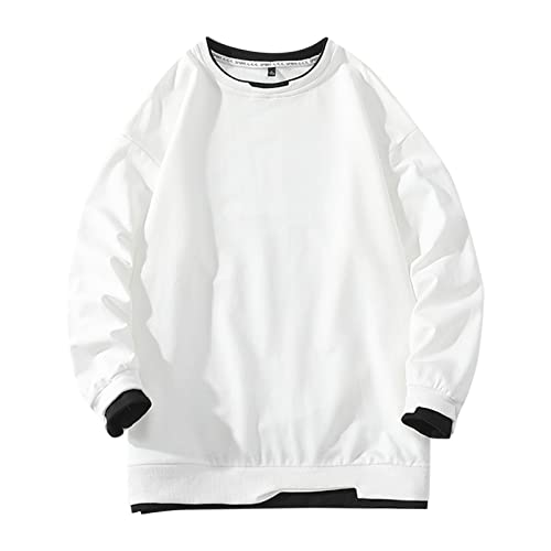 YHEGHT Moletom masculino casual patchwork sem capuz manga ombro a ombro manga longa bolso sem capuz