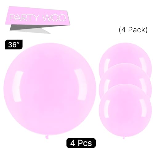 Image of PartyWoo Pink Balloons 4 pcs 36 Inch Extra Large Big Jumbo Giant Lilac Pastel Pink Purple Latex Helium Balloons for Graduation Baby Shower Wedding Butterfly Birthday Party Decorations Pink-Q04