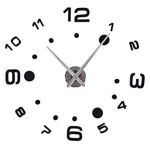 Pyltha Reloj de Pared 3D DIY, Kit con Calcomanías Adhesivas, Negro, Grande y Moderno - Decoración Moderna y Personalizable para Hogar y Oficina