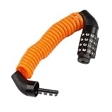 スキー・スノーボード ケーブルロック 4桁ダイヤル式【ケーブル長約150cm】自転車/バックパック/スキーヘルメット/ゲレンデ盗難防止 セキュリティワイヤー ロック (オレンジ)