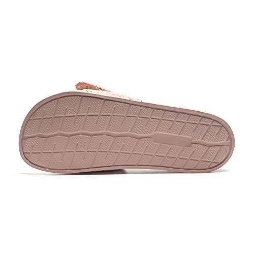 Image of FUNKYMONKEY Women's Bowknot Slides Sandals Comfort Casual Beach Slippers | Soft Denim Fabric Upper & Comfortable EVA Sole, Lightweight Slip-On Slides for Summer, Beach, Pool, and Daily Casual Wear