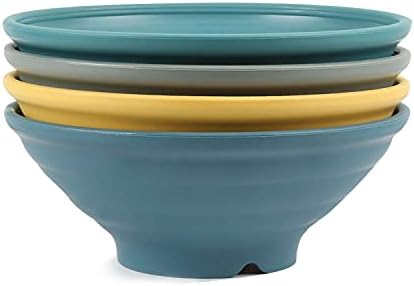shopwithgreen Unbreakable Japanese Style Plastic Ramen Bowl Set of 4-44 OZ Large Ramen Bowls for Pho Thai Miso Udon Soup Noodles - Dishwasher Safe & BPA free Bowl Set for Family (Multicolor)