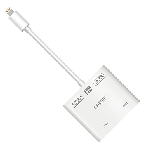 NYXCAM Compatible with iPhone X 8 7 6 5 iPad HDMI Adapter Converter,Digital AV Adapter,Plug and Play 1080P Audio AV Connector to TV Projector (Power Needed)