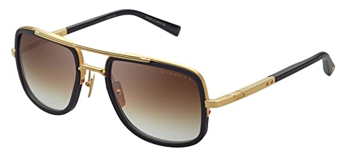 Dita MACH-S DT DTS412 A-01 Yellow Gold/Matte Black Metal Aviator Sunglasses Brown Gradient Lens