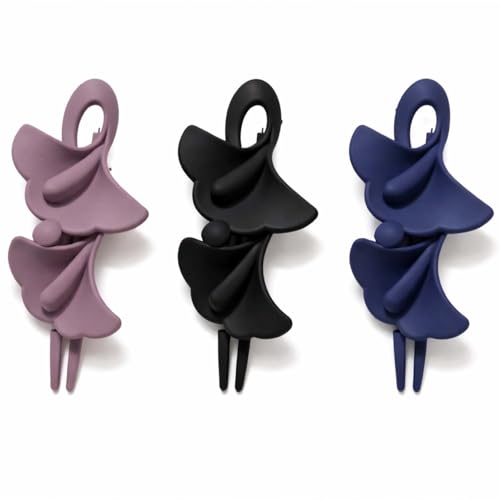 Image of Alvero 3-Piece Korean Matte Hair Claw Clip Set for Women & Girls, Strong Hold Stylish Hair Clips, Lightweight Non-Slip Hair Accessories for Party & Occassional Wear (Pack of 3 Pc) (Classic Chic)