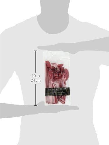 Miniatura 4 de Creative Converting Surtido de cubiertos de plástico prémium (tenedor, cuchara, cuchillo), color borgoña, (paquete de 1 24 unidades)