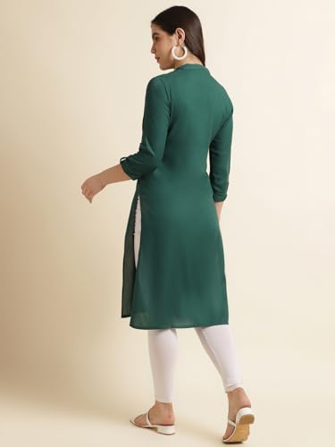 Image of Fabclub Women's Rayon Solid Plain Straight Kurti